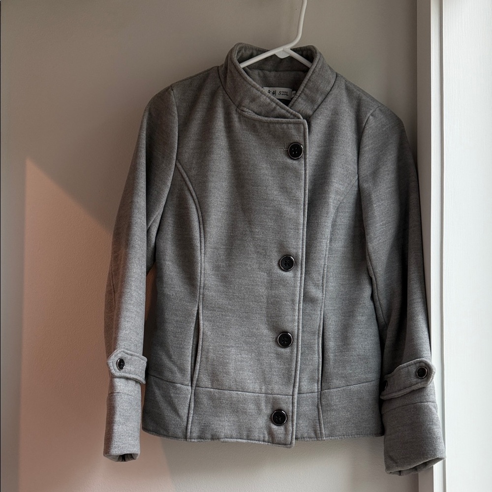 Elegant Gray Women's Pea Coat